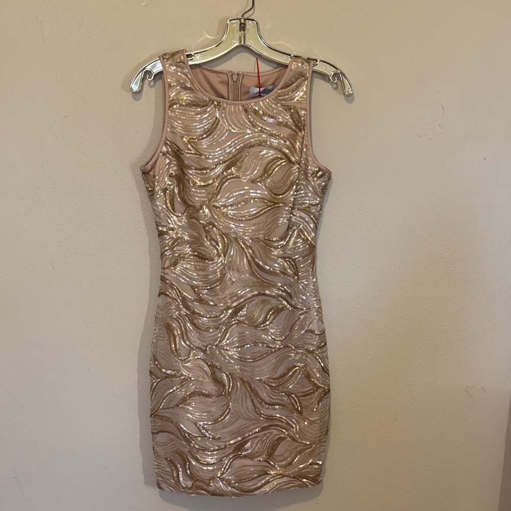 Badgley Mischka Metallic Swirl Mini Dress